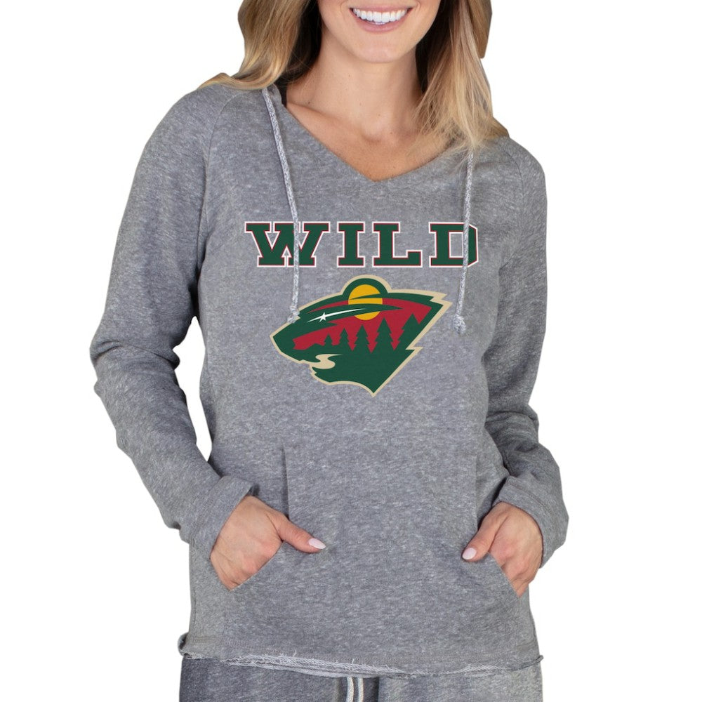 Minnesota Wild Concepts Sport Women's Mainstream Terry Tri-Blend Long Sleeve Hooded Top - Gray Tops