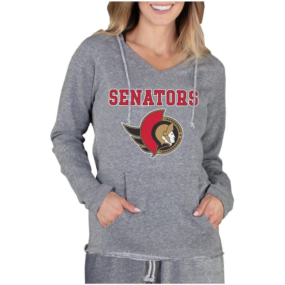 Ottawa Senators Concepts Sport Women's Mainstream Terry Long Sleeve Hooded Top - Gray Tops