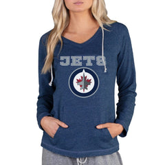 Winnipeg Jets Concepts Sport Women's Mainstream Terry Tri-Blend Long Sleeve Hooded Top - Navy Tops