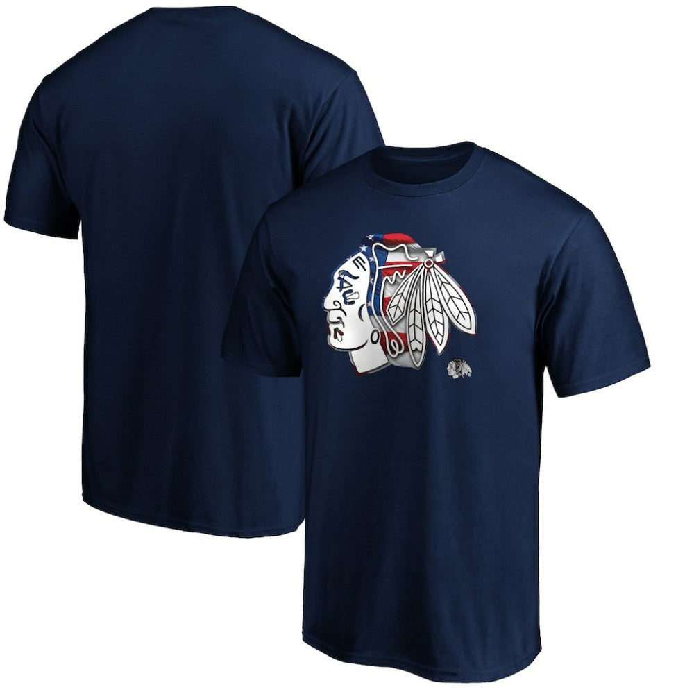 Chicago Blackhawks Banner Wave Logo T-Shirt - Navy T-shirts