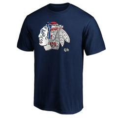 Chicago Blackhawks Banner Wave Logo T-Shirt - Navy T-shirts