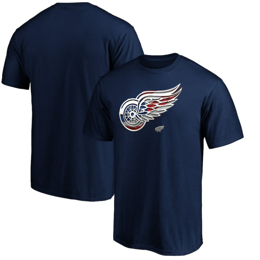 Detroit Red Wings Banner Wave Logo T-Shirt - Navy T-shirts
