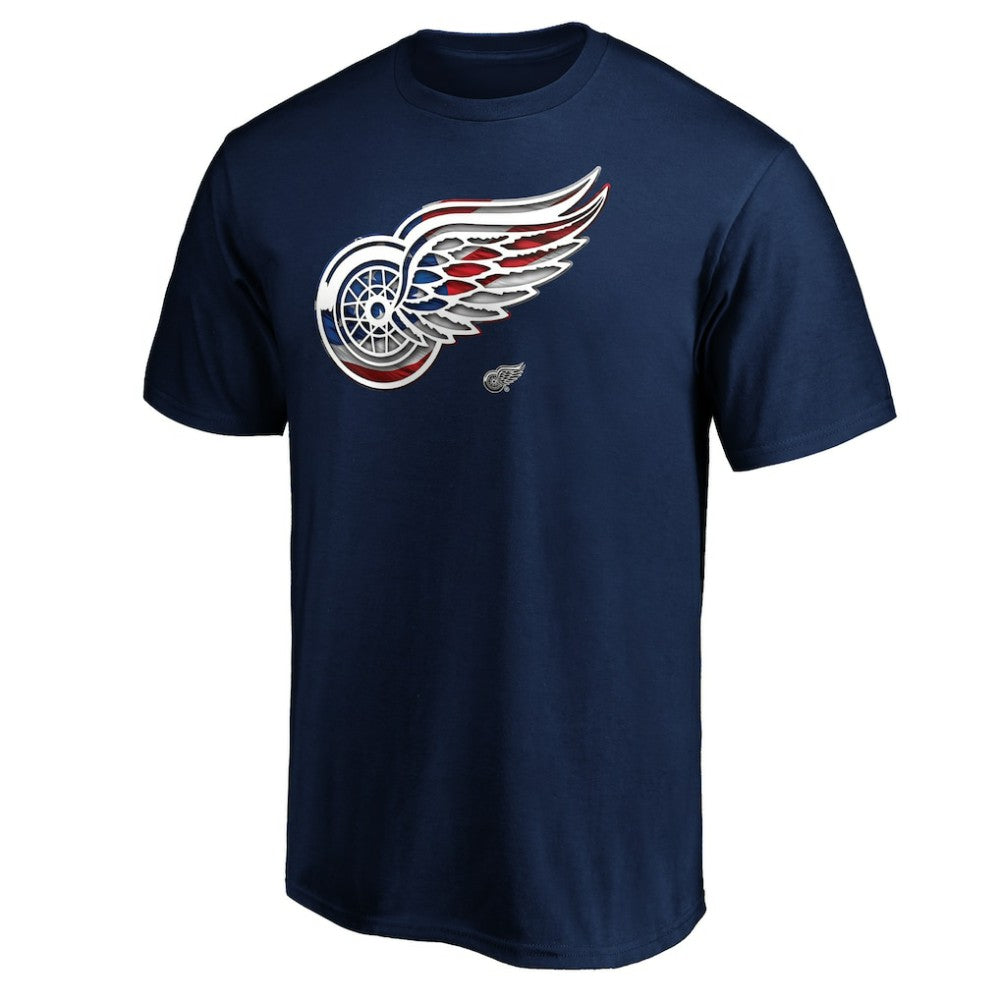 Detroit Red Wings Banner Wave Logo T-Shirt - Navy T-shirts