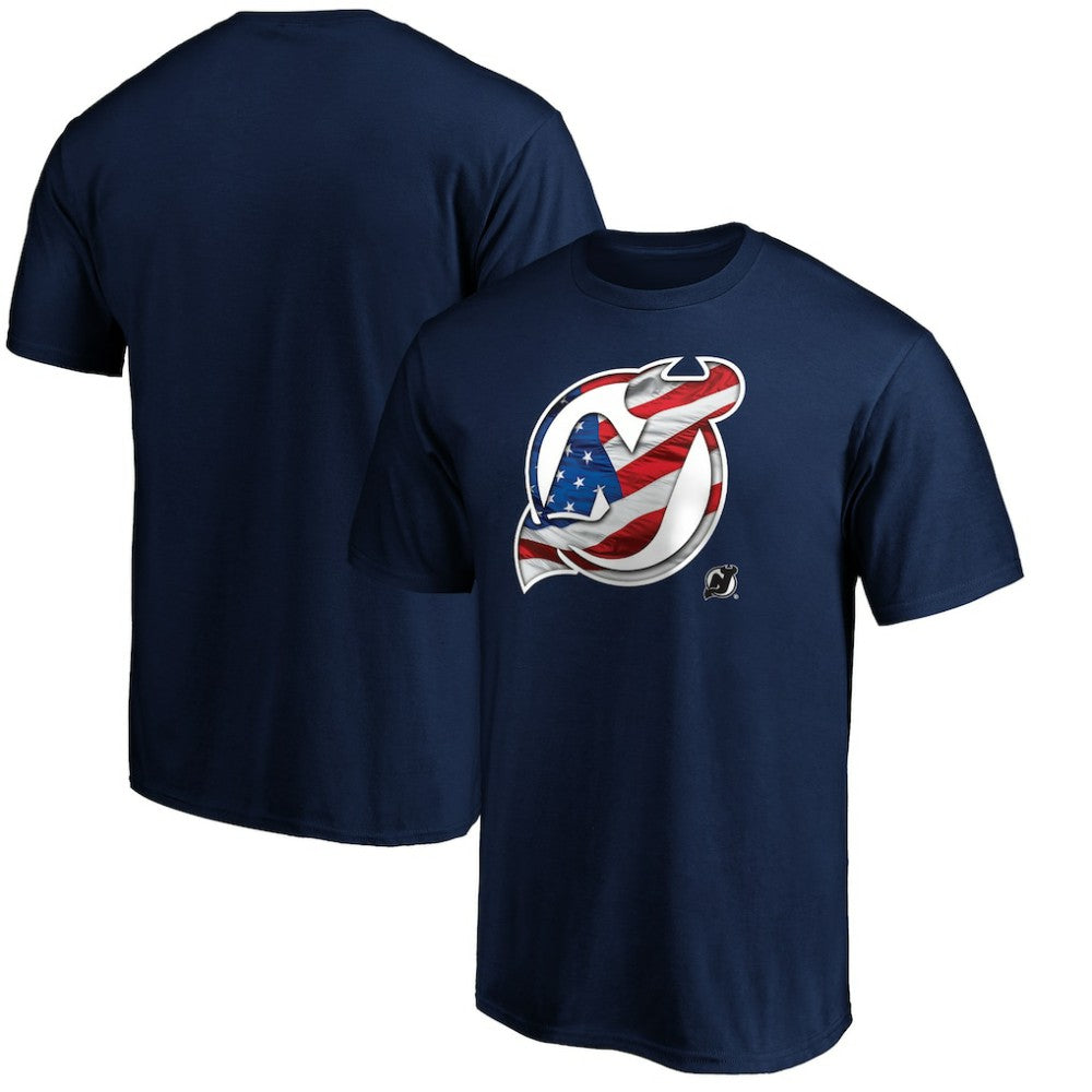 New Jersey Devils Banner Wave Logo T-Shirt - Navy T-shirts