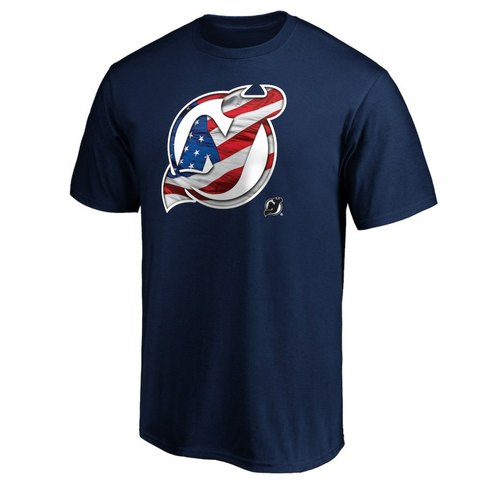 New Jersey Devils Banner Wave Logo T-Shirt - Navy T-shirts