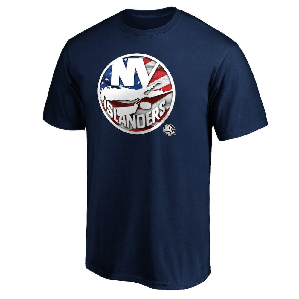 New York Islanders Banner Wave Logo T-Shirt - Navy T-shirts