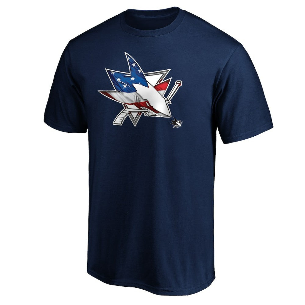San Jose Sharks Banner Wave Logo T-Shirt - Navy T-shirts