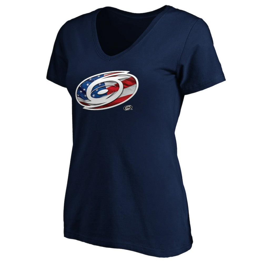 Carolina Hurricanes Women's Banner Wave Logo V-Neck T-Shirt T-Shirt - Navy T-shirts