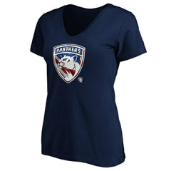 Florida Panthers Women's Banner Wave Logo V-Neck T-Shirt T-Shirt - Navy T-shirts