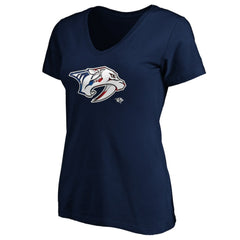 Nashville Predators Women's Banner Wave Logo V-Neck T-Shirt T-Shirt - Navy T-shirts