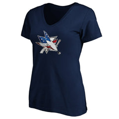 San Jose Sharks Women's Banner Wave Logo V-Neck T-Shirt T-Shirt - Navy T-shirts