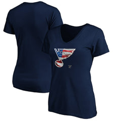 St. Louis Blues Women's Banner Wave Logo V-Neck T-Shirt T-Shirt - Navy T-shirts