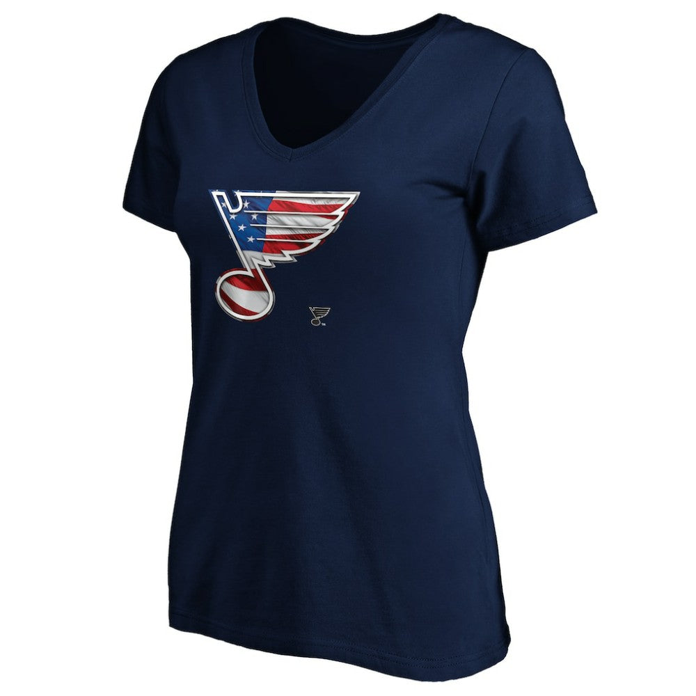St. Louis Blues Women's Banner Wave Logo V-Neck T-Shirt T-Shirt - Navy T-shirts