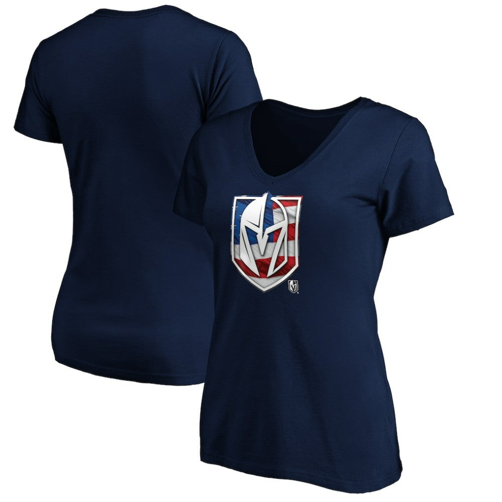 Vegas Golden Knights Women's Banner Wave Logo V-Neck T-Shirt T-Shirt - Navy T-shirts