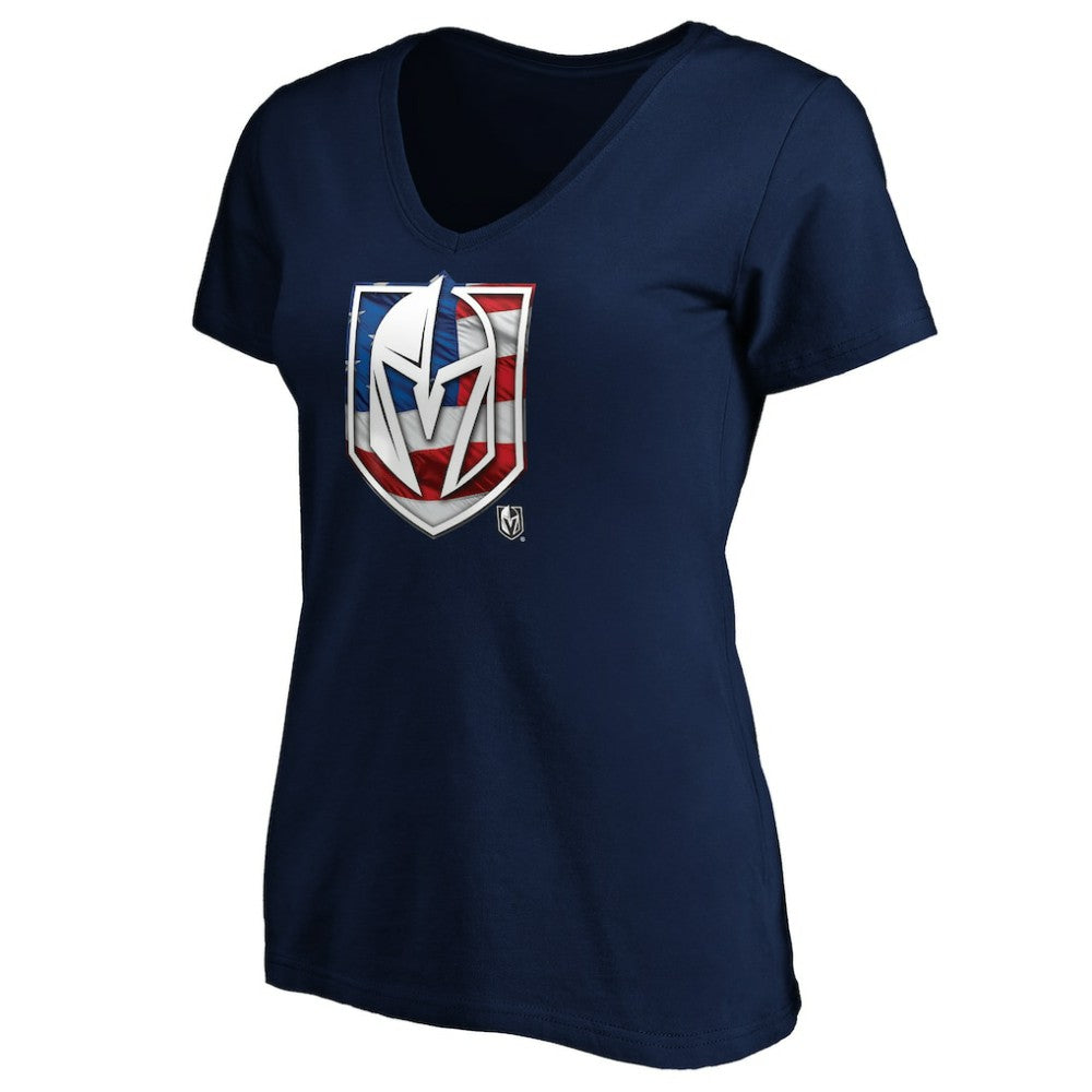 Vegas Golden Knights Women's Banner Wave Logo V-Neck T-Shirt T-Shirt - Navy T-shirts