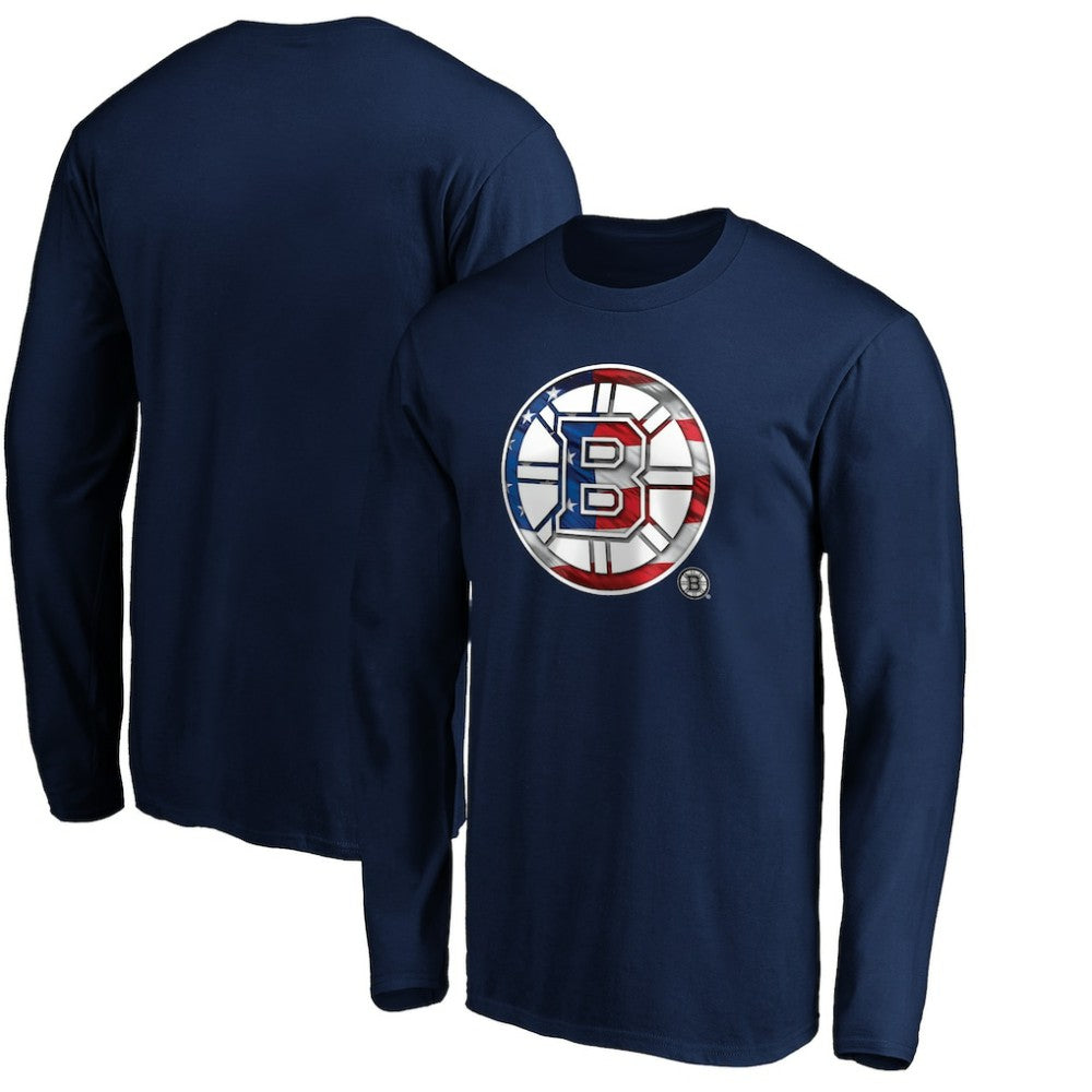 Boston Bruins Banner Wave Logo Long Sleeve T-Shirt - Navy T-shirts