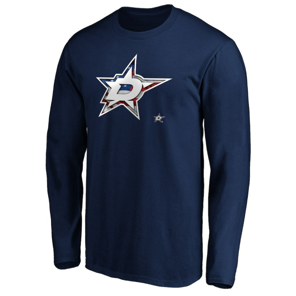 Dallas Stars Banner Wave Logo Long Sleeve T-Shirt - Navy T-shirts