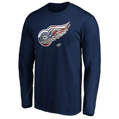 Detroit Red Wings Banner Wave Logo Long Sleeve T-Shirt - Navy T-shirts