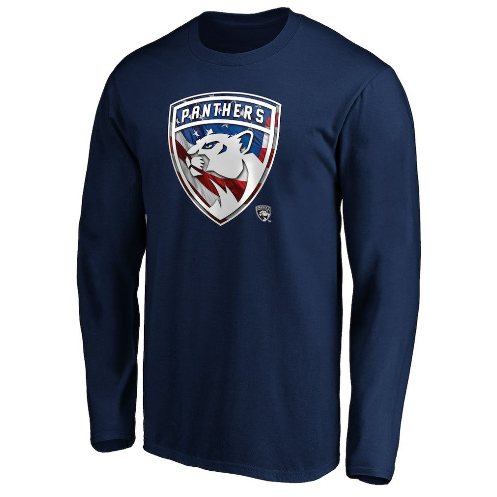 Florida Panthers Banner Wave Logo Long Sleeve T-Shirt - Navy T-shirts