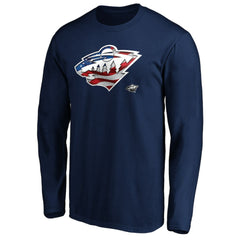 Minnesota Wild Banner Wave Logo Long Sleeve T-Shirt - Navy T-shirts