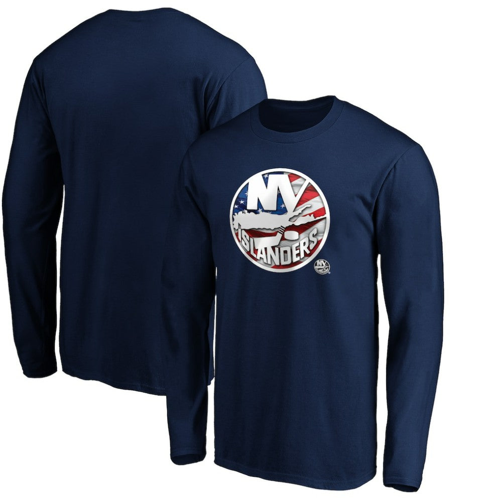 New York Islanders Banner Wave Logo Long Sleeve T-Shirt - Navy T-shirts