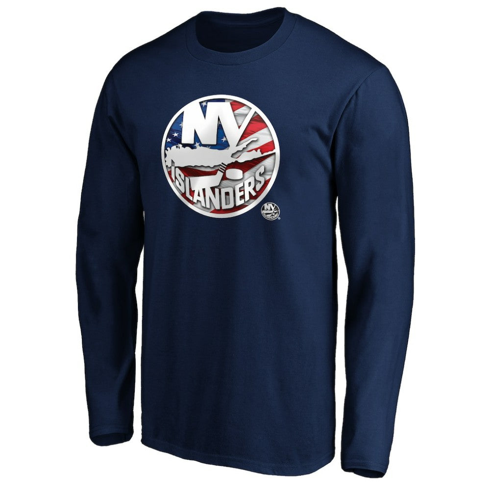 New York Islanders Banner Wave Logo Long Sleeve T-Shirt - Navy T-shirts