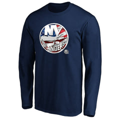 New York Islanders Banner Wave Logo Long Sleeve T-Shirt - Navy T-shirts