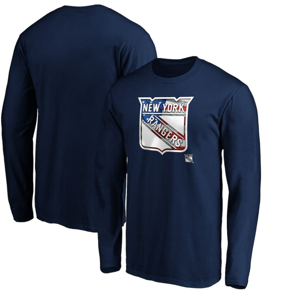 New York Rangers Banner Wave Logo Long Sleeve T-Shirt - Navy T-shirts