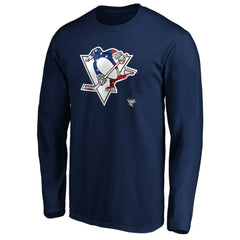 Pittsburgh Penguins Banner Wave Logo Long Sleeve T-Shirt - Navy T-shirts