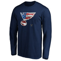 St. Louis Blues Banner Wave Logo Long Sleeve T-Shirt - Navy T-shirts