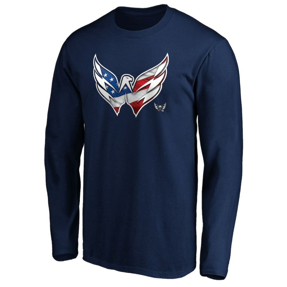 Washington Capitals Banner Wave Logo Long Sleeve T-Shirt - Navy T-shirts