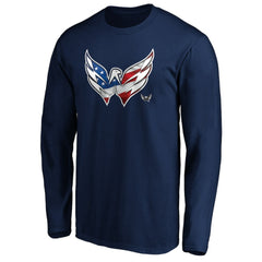 Washington Capitals Banner Wave Logo Long Sleeve T-Shirt - Navy T-shirts