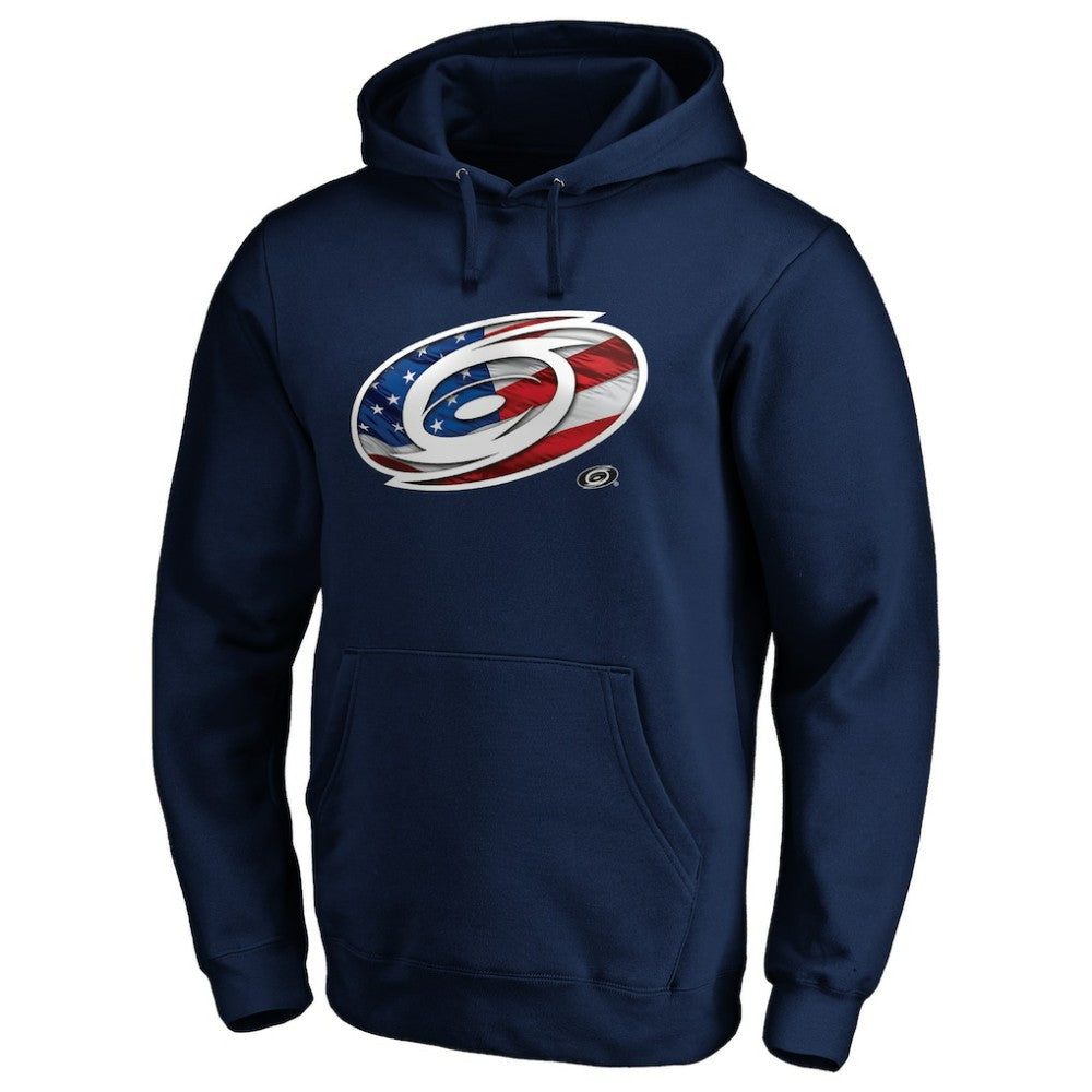 Carolina Hurricanes Banner Wave Logo Pullover Hoodie - Navy Hoodies
