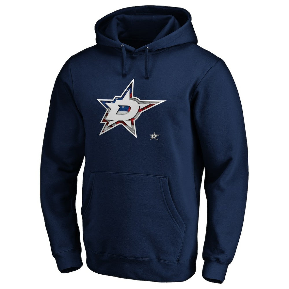 Dallas Stars Banner Wave Logo Pullover Hoodie - Navy Hoodies