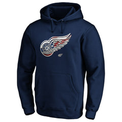 Detroit Red Wings Banner Wave Logo Pullover Hoodie - Navy Hoodies