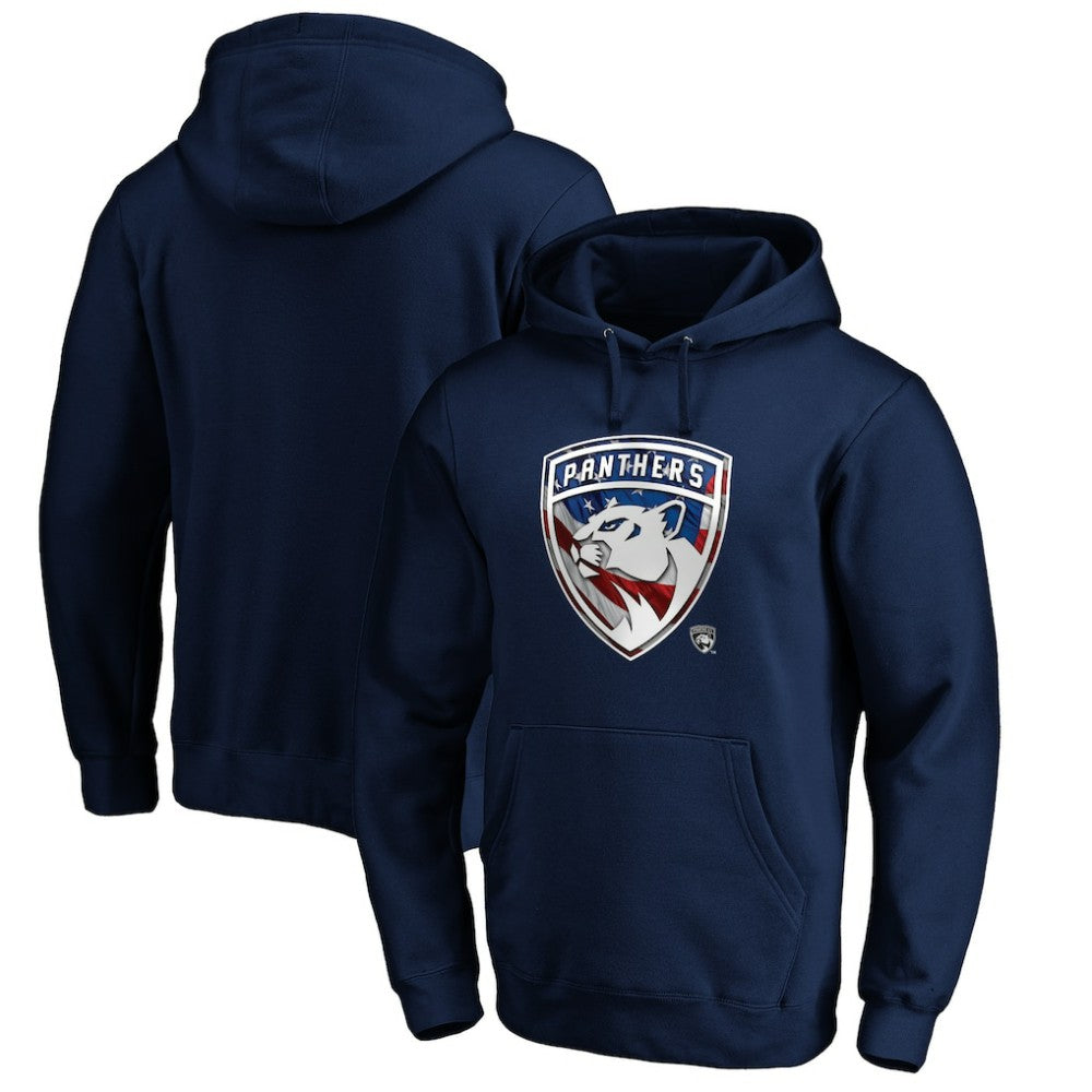 Florida Panthers Banner Wave Logo Pullover Hoodie - Navy Hoodies