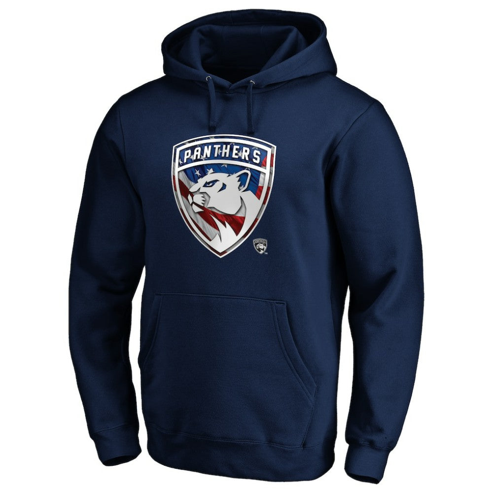 Florida Panthers Banner Wave Logo Pullover Hoodie - Navy Hoodies