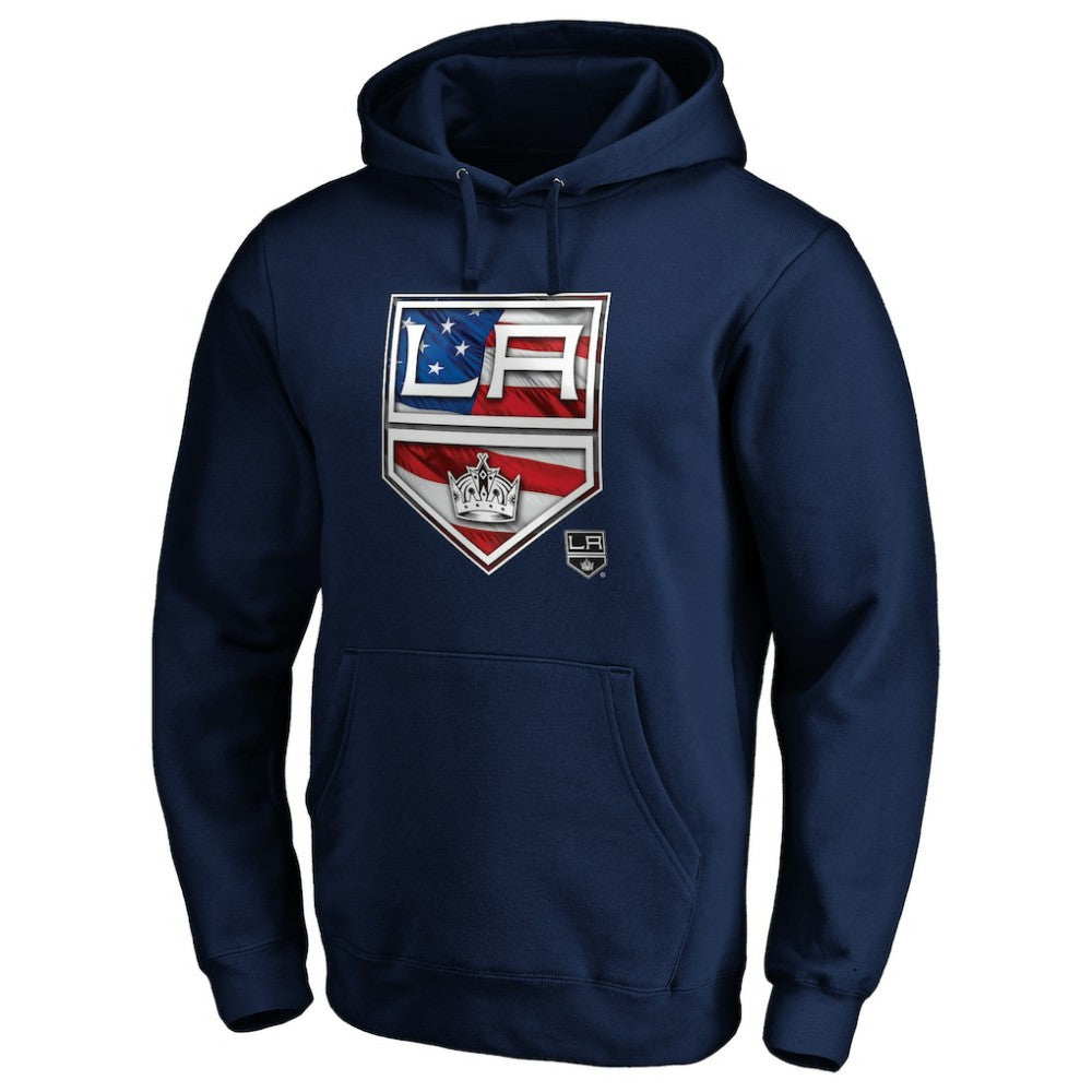 Los Angeles Kings Banner Wave Logo Pullover Hoodie - Navy Hoodies