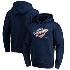 Minnesota Wild Banner Wave Logo Pullover Hoodie - Navy Hoodies