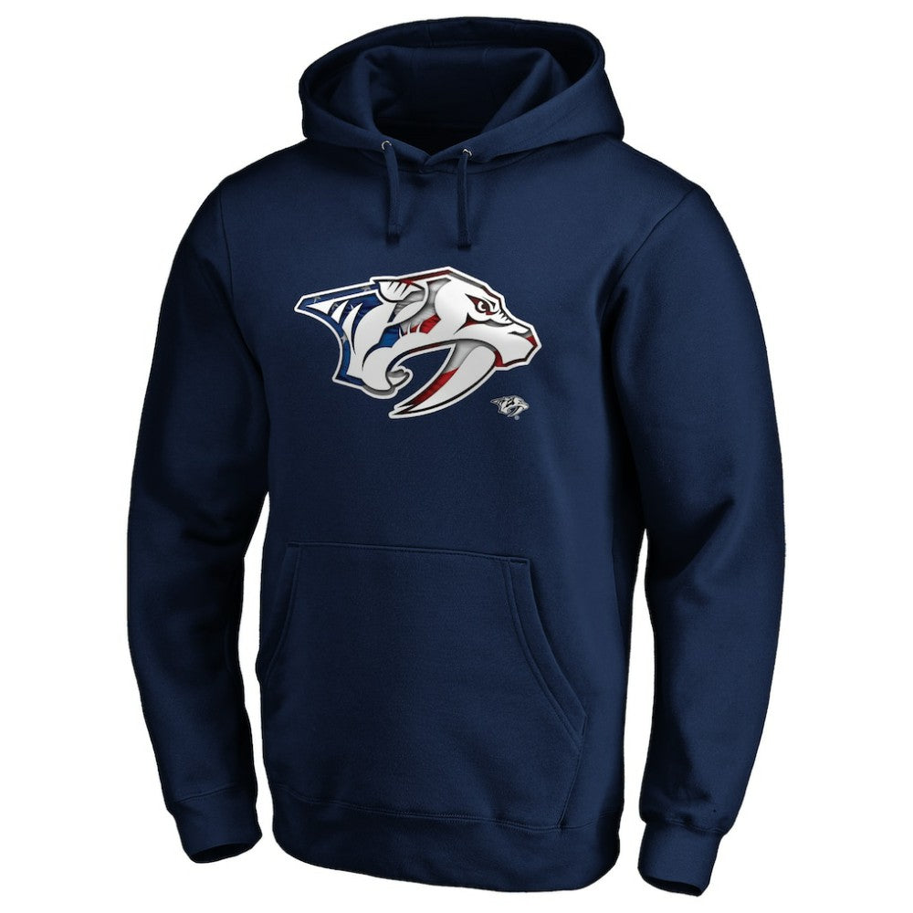 Nashville Predators Banner Wave Logo Pullover Hoodie - Navy Hoodies