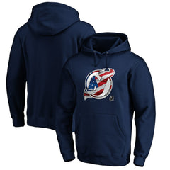 New Jersey Devils Banner Wave Logo Pullover Hoodie - Navy Jerseys