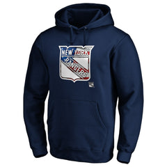 New York Rangers Banner Wave Logo Pullover Hoodie - Navy Hoodies