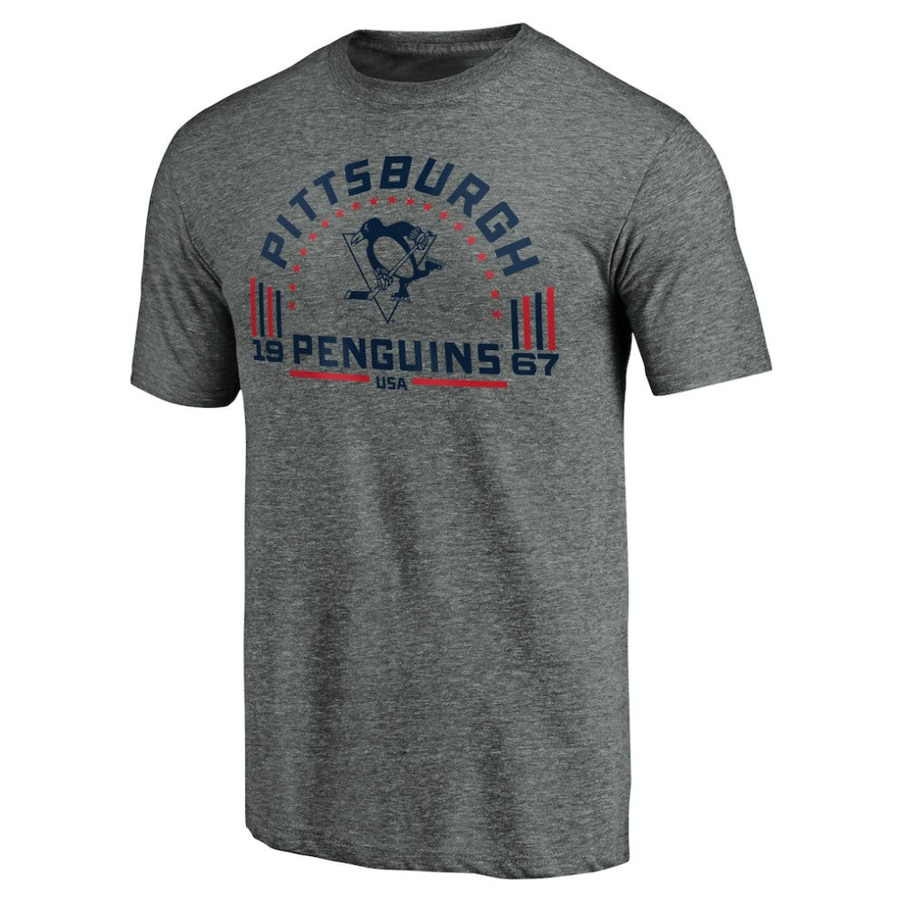 Pittsburgh Penguins Team Freedom Tri-Blend T-Shirt - Heathered Gray T-shirts