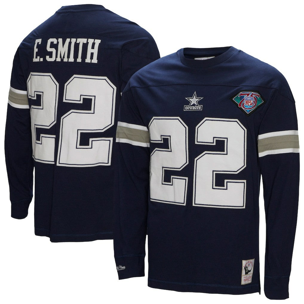 Emmitt Smith Dallas Cowboys Throwback Retired Player Name & Number Long Sleeve Top - Navy discount