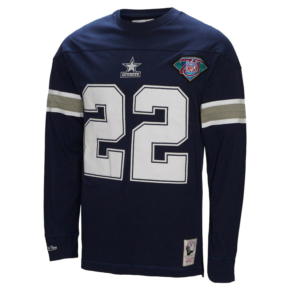 Emmitt Smith Dallas Cowboys Throwback Retired Player Name & Number Long Sleeve Top - Navy discount