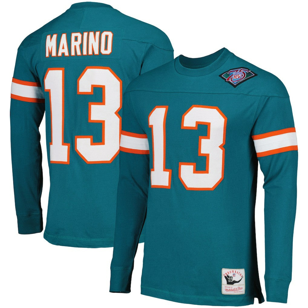 Dan Marino Miami Dolphins Throwback Retired Player Name & Number Long Sleeve Top - Aqua cheap