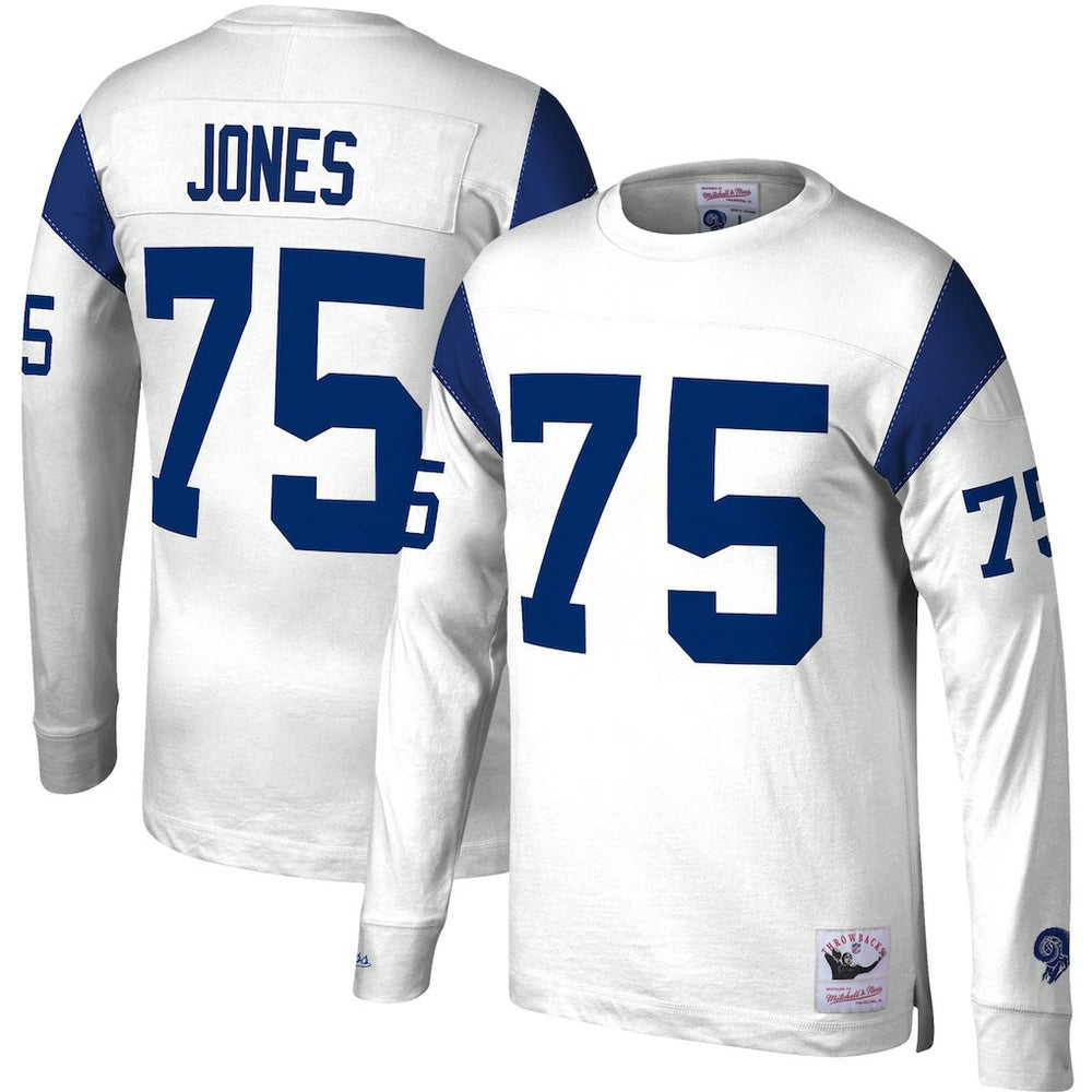 Deacon Jones Los Angeles Rams Throwback Retired Player Name & Number Long Sleeve Top - White outlet