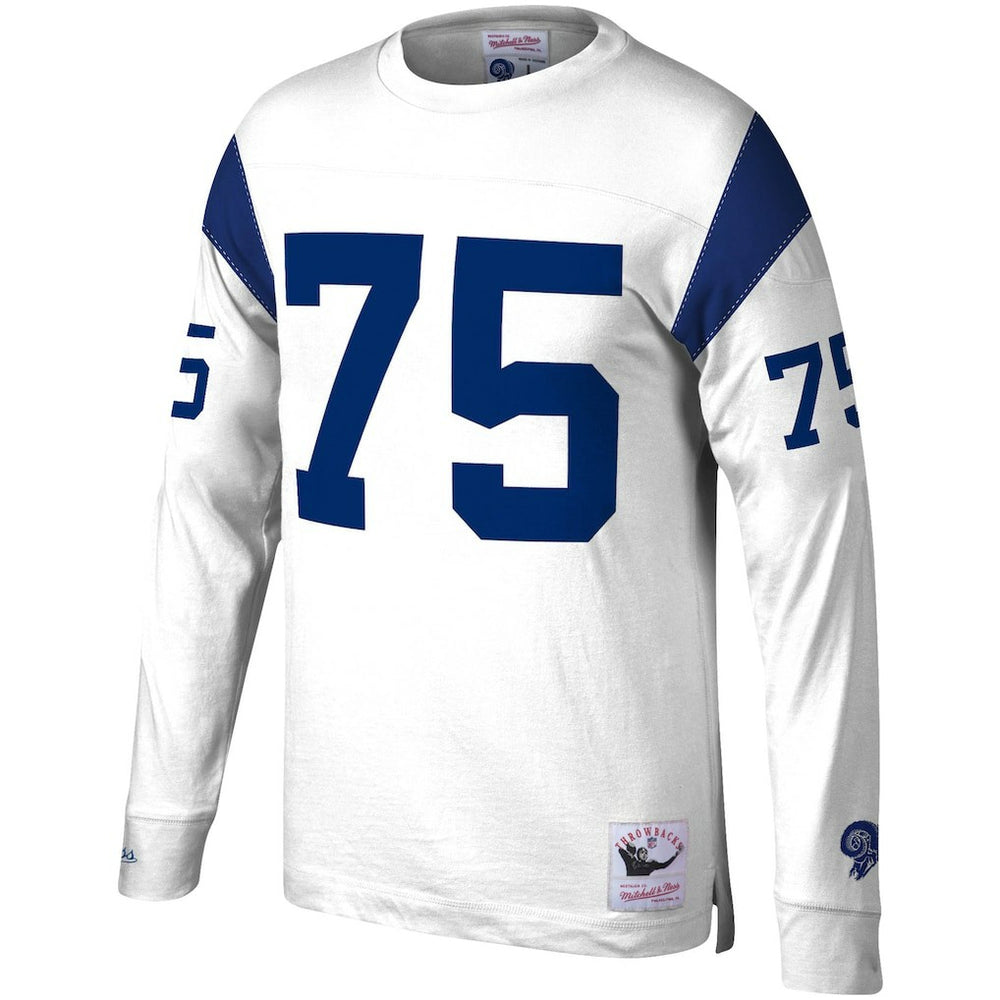 Deacon Jones Los Angeles Rams Throwback Retired Player Name & Number Long Sleeve Top - White outlet