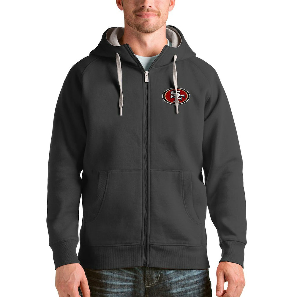 San Francisco 49ers Antigua Victory Full-Zip Hoodie - Charcoal discount