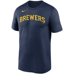 Milwaukee Brewers Wordmark Legend Performance T-Shirt Navy